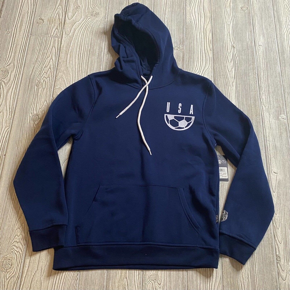Team USA FC Soccer Pullover Hoodie Men’s M Navy Blue Two Sided NWT